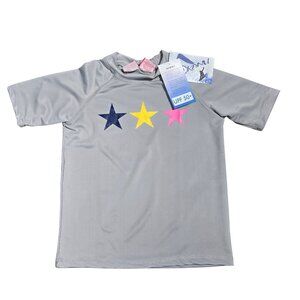 NWT | Kanu Surf Girls' Star Rash Guard | UPF 50+ Sun Protection | Light Grey | 8
